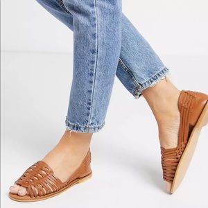 ASOS DESIGN Florentine woven leather huarache sandal in tan